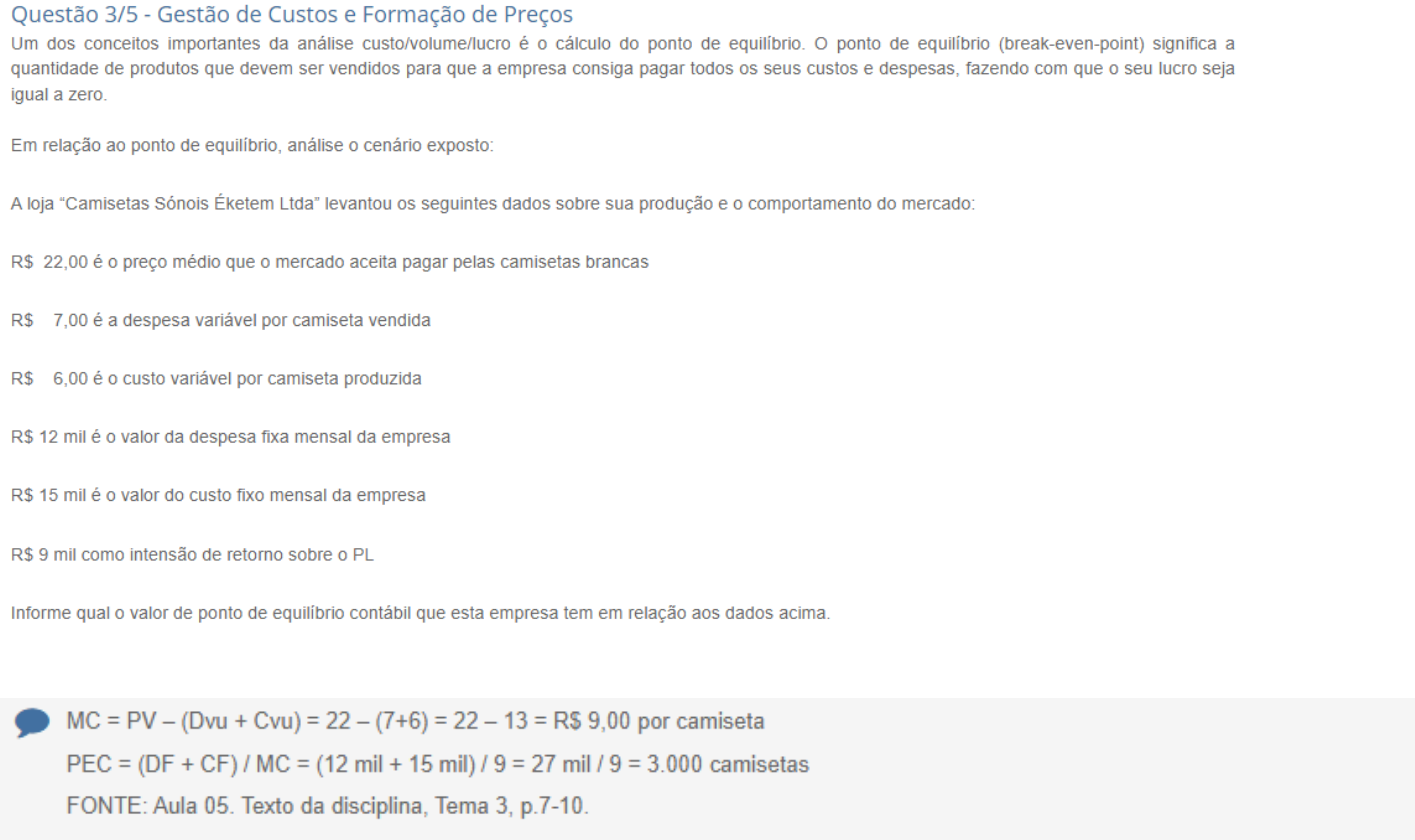 Discursiva Gestão De Custos E Formação De Preços Gestão De Custos E Formação De Preços 6506