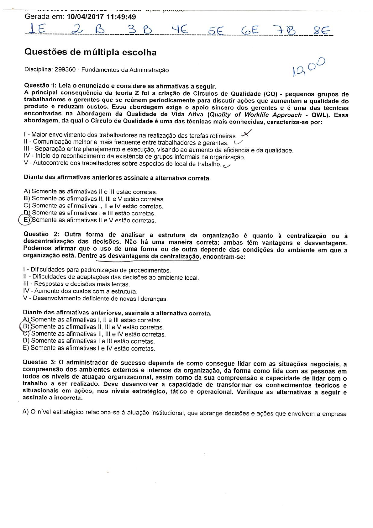 3 Provas Presenciais De Fundamentos Da Administração UNIP - Introdução ...