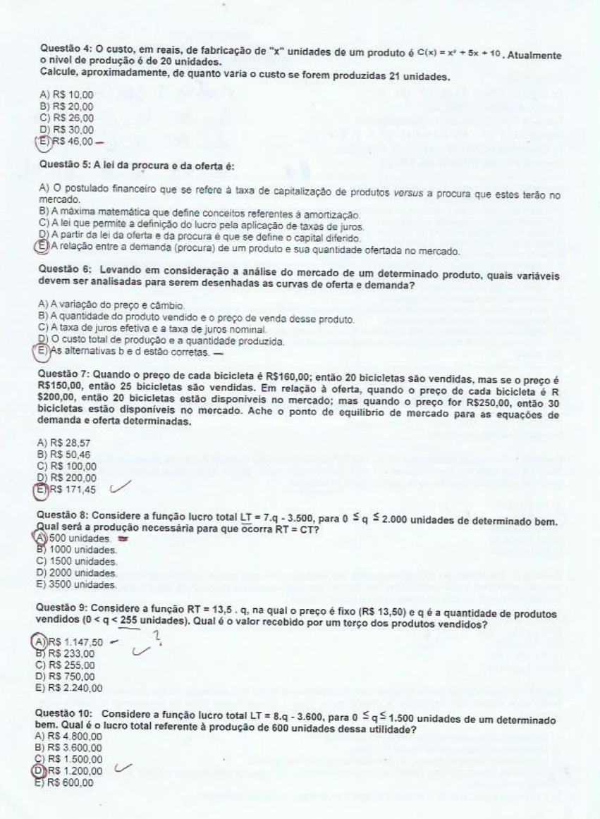 Prova De Matemática Aplicada 2019 Unip Com Nota Oficial Administração ...