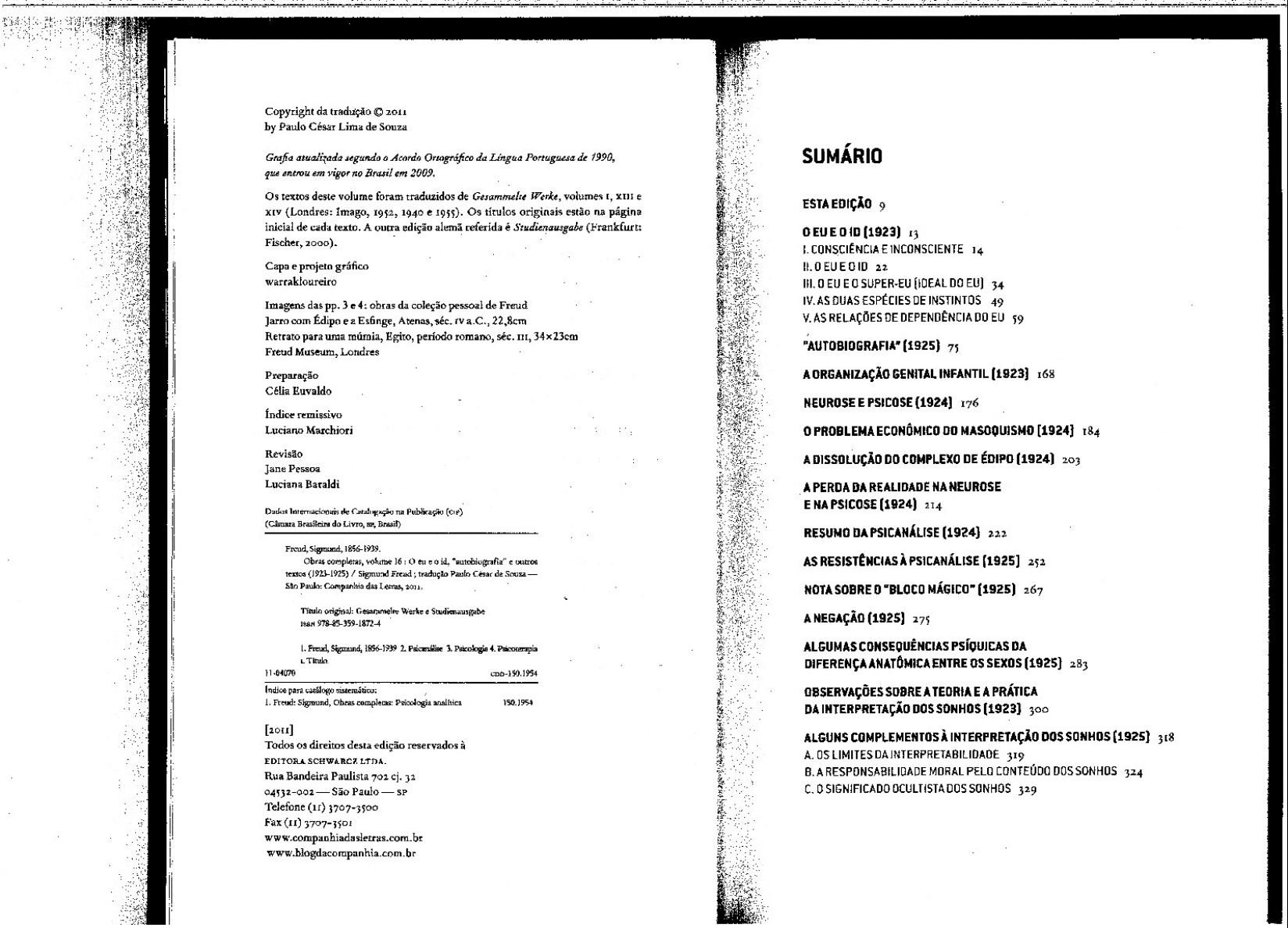 FREUD, Sigmund. Obras Completas (Cia. das Letras) – Vol. 14