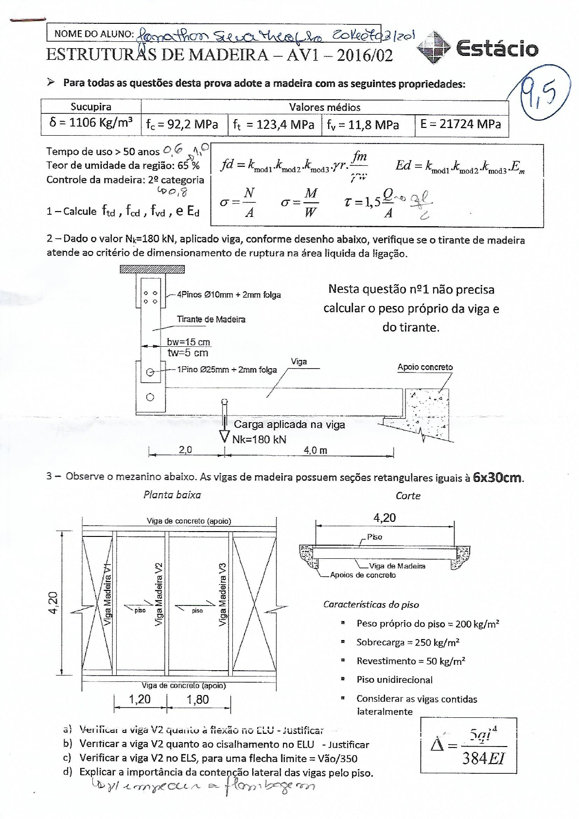 Estrutura de madeira - Av1 Estrutura de Madeira