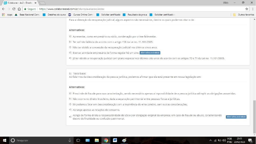 Av.2 DIREITO EMPRESARIAL - Contabilidade / Ciências Contábeis