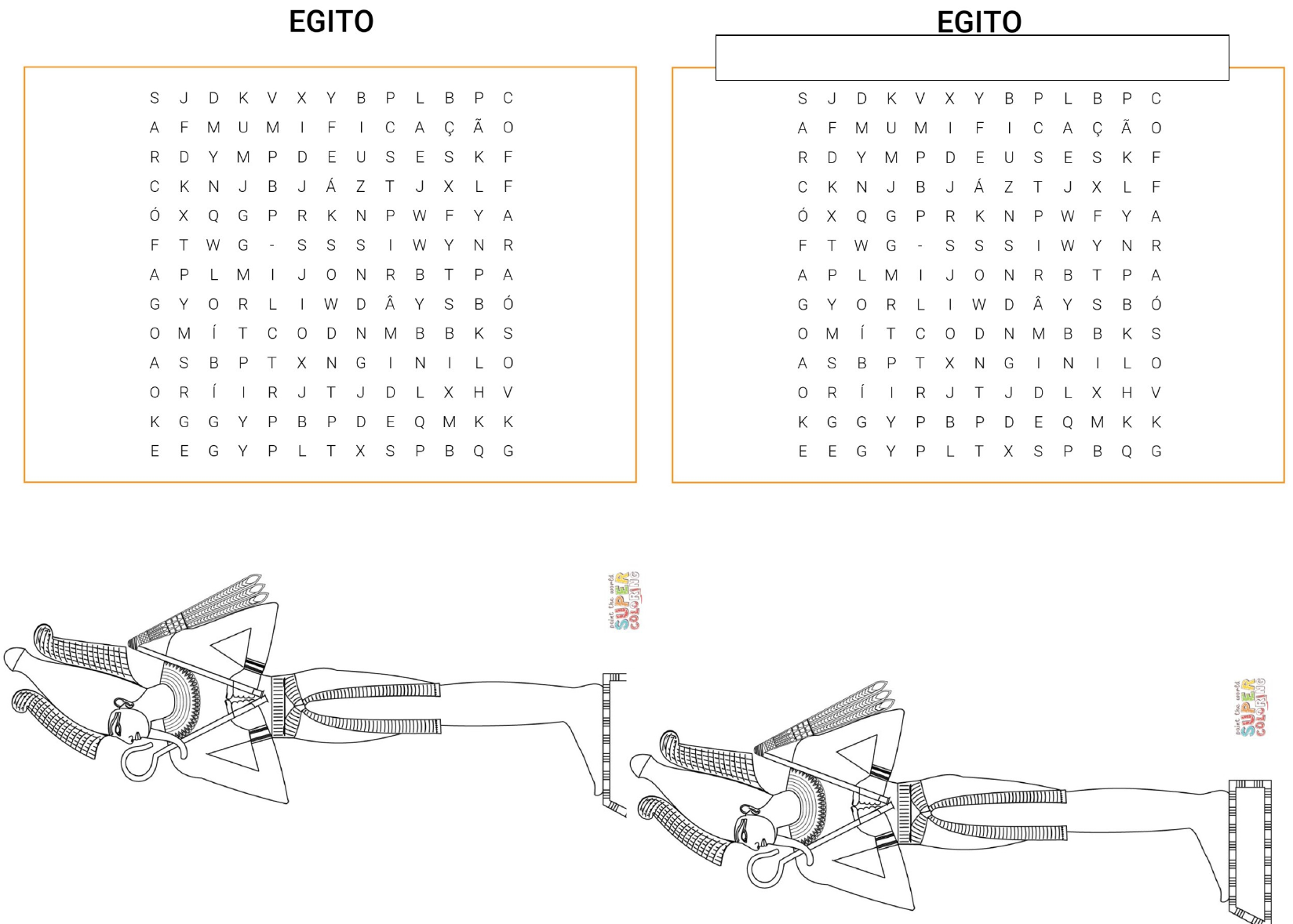 Egito Antigo - Jogo Caça-palavras (professor feito)