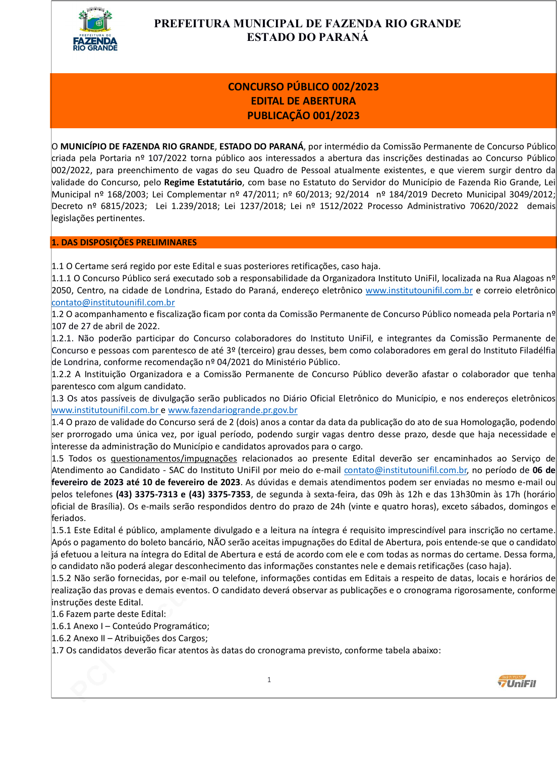 EDITAL DE CONVOCAÇÃO Nº 001/2023 – MANIFESTAÇÃO DE INTERESSE NA