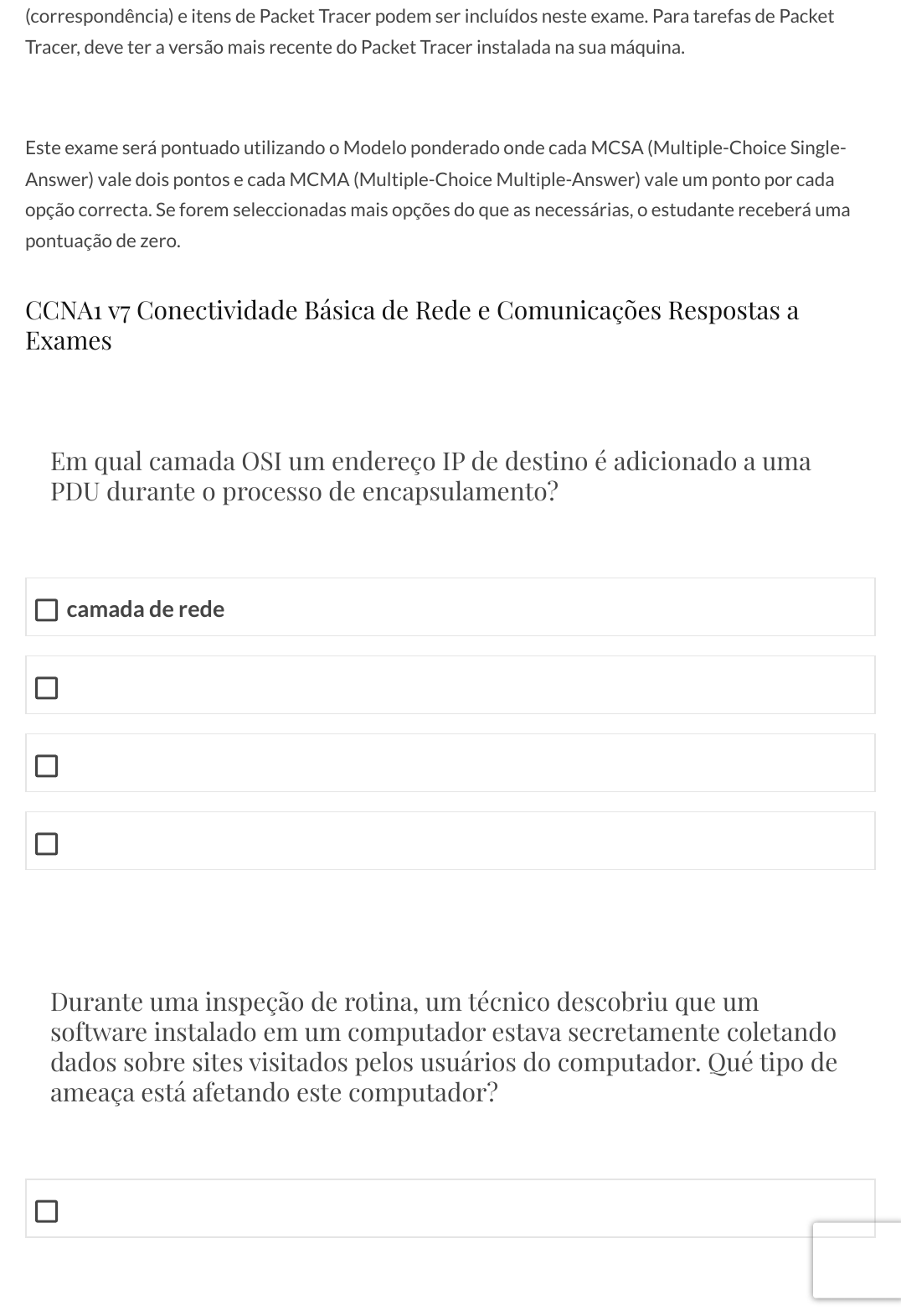 ▷ CCNA1 ITN  Prática Final Respostas de Exame » CCNA 200-301 v7