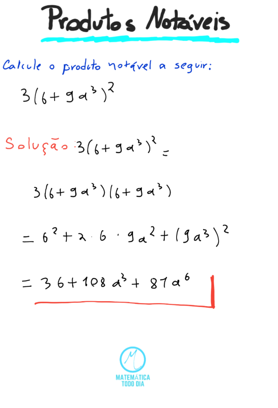 Produtos Notáveis Exercício 1 Matemática 3738