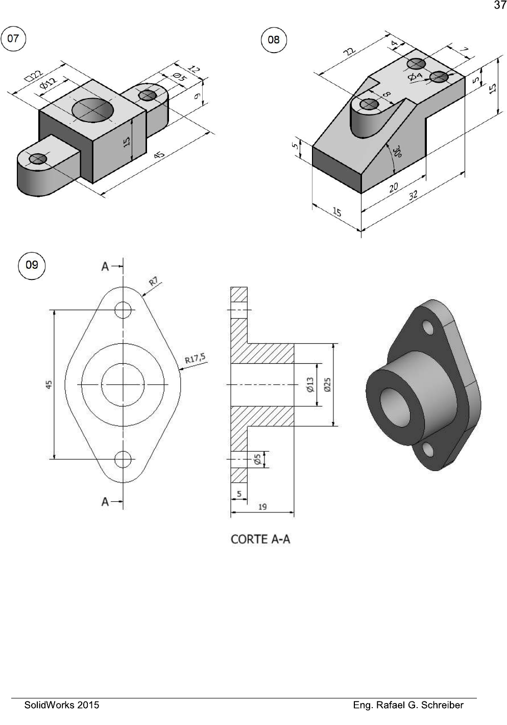 Lista De Exercicios Solidworks Desenho Técnico I 2738