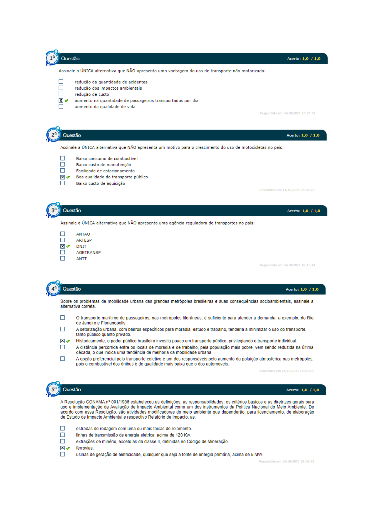 Simulado AV - Mobilidades E Sistemas De Transporte - Mobilidade E ...