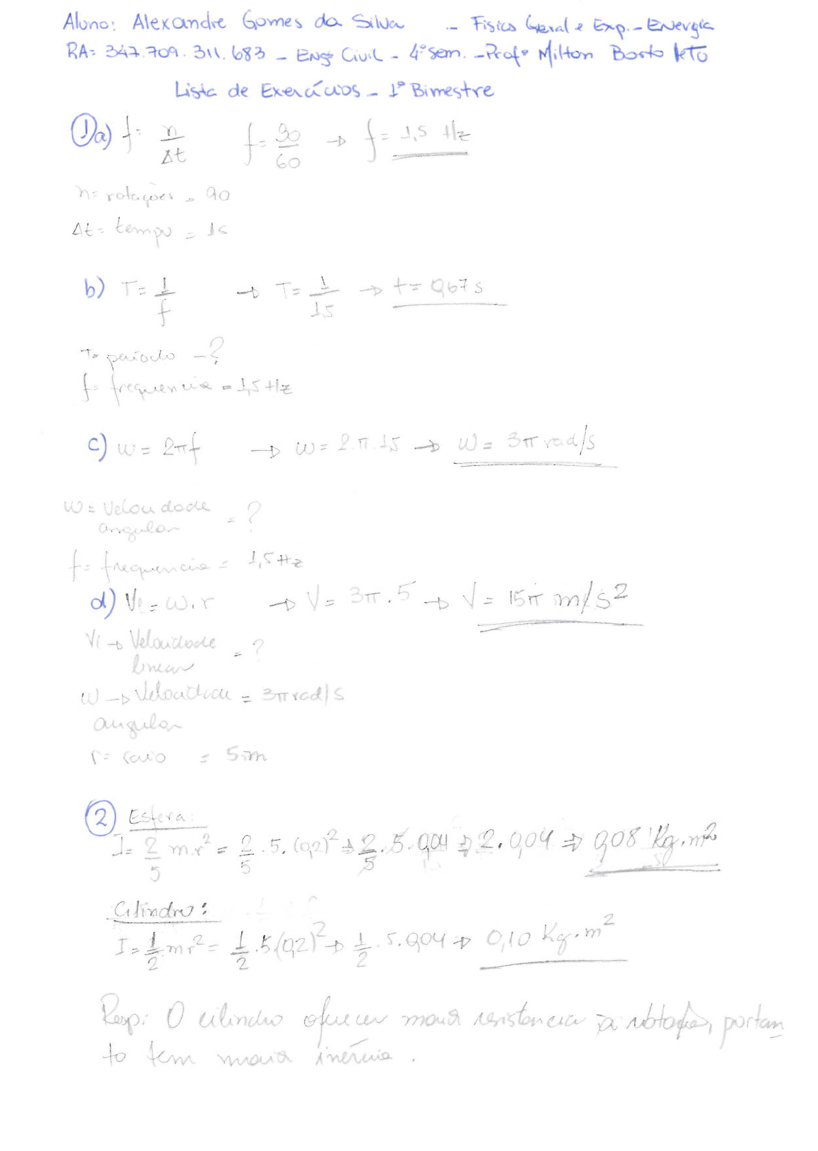 Lista+de++Exercicios+1%C2%BA+Bimestre - Física Geral e Experimental II