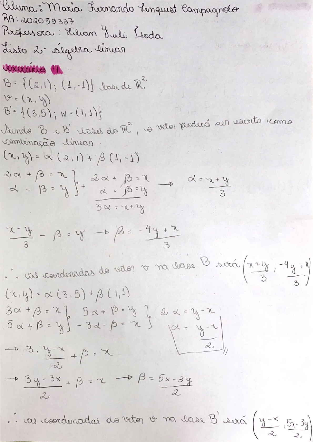 Lista De Lgebra Linear Geometria Anal Tica E Lgebra Linear