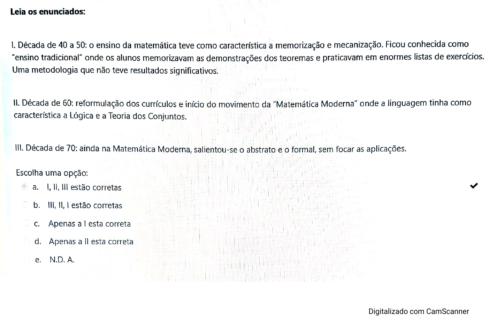 Mais de 70 perguntas do teste de matemática para exercícios