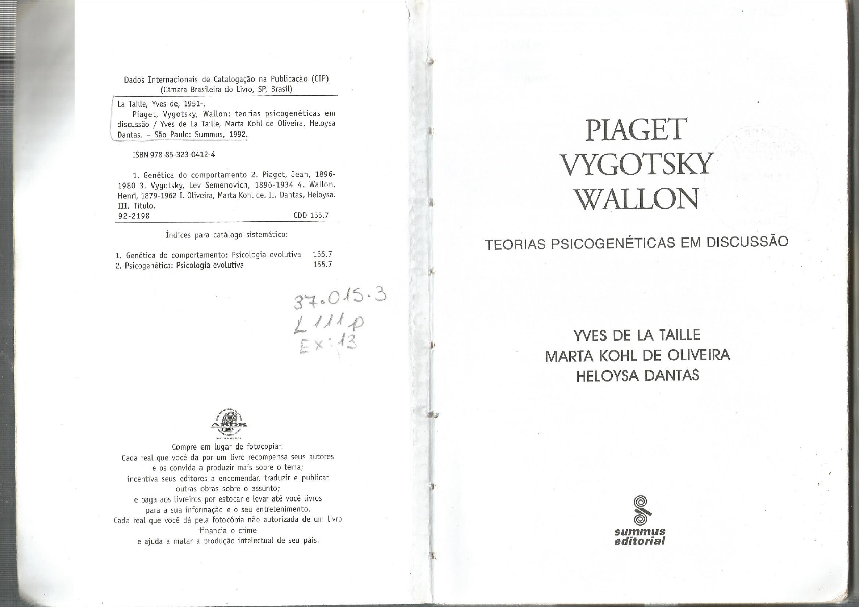 Livro PIAGET VYGOTSKY e WALLON pdf Pedagogia