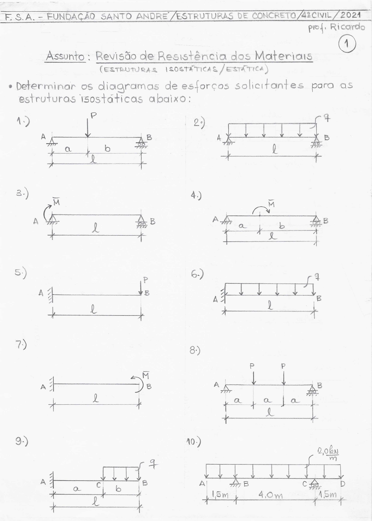 ExercÍcios Sobre Vigas IsostÁticas Propostos E Resolvidos Fundações