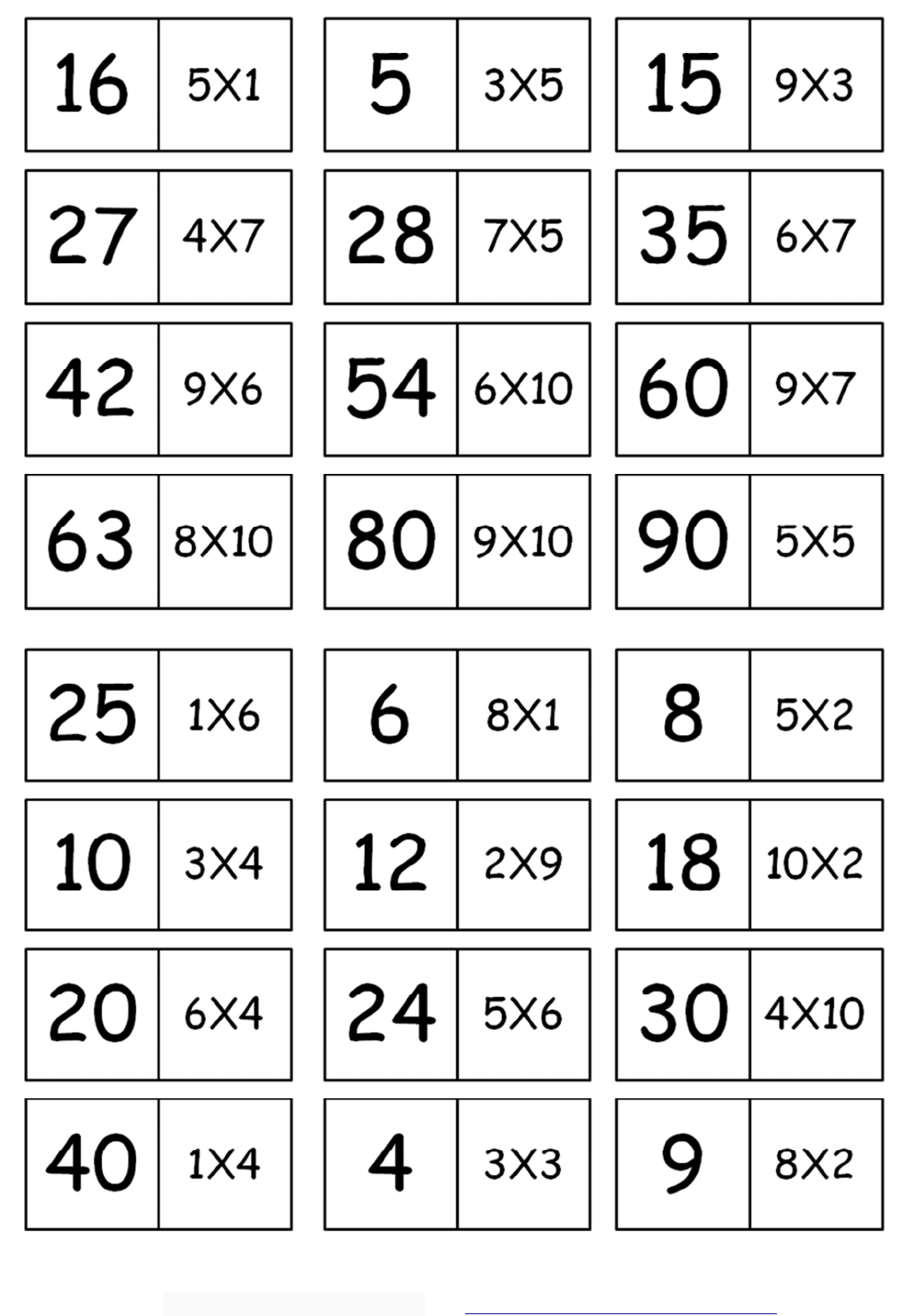 jogo de dominó tabuadas - Matemática