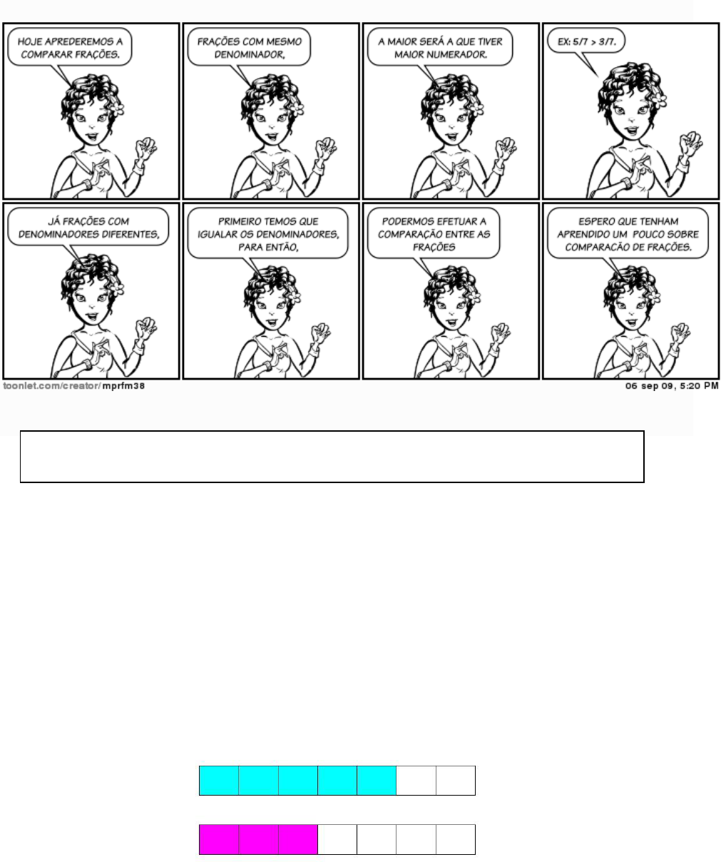 Comparando Frações com Denominadores Diferentes imprimível 6ª