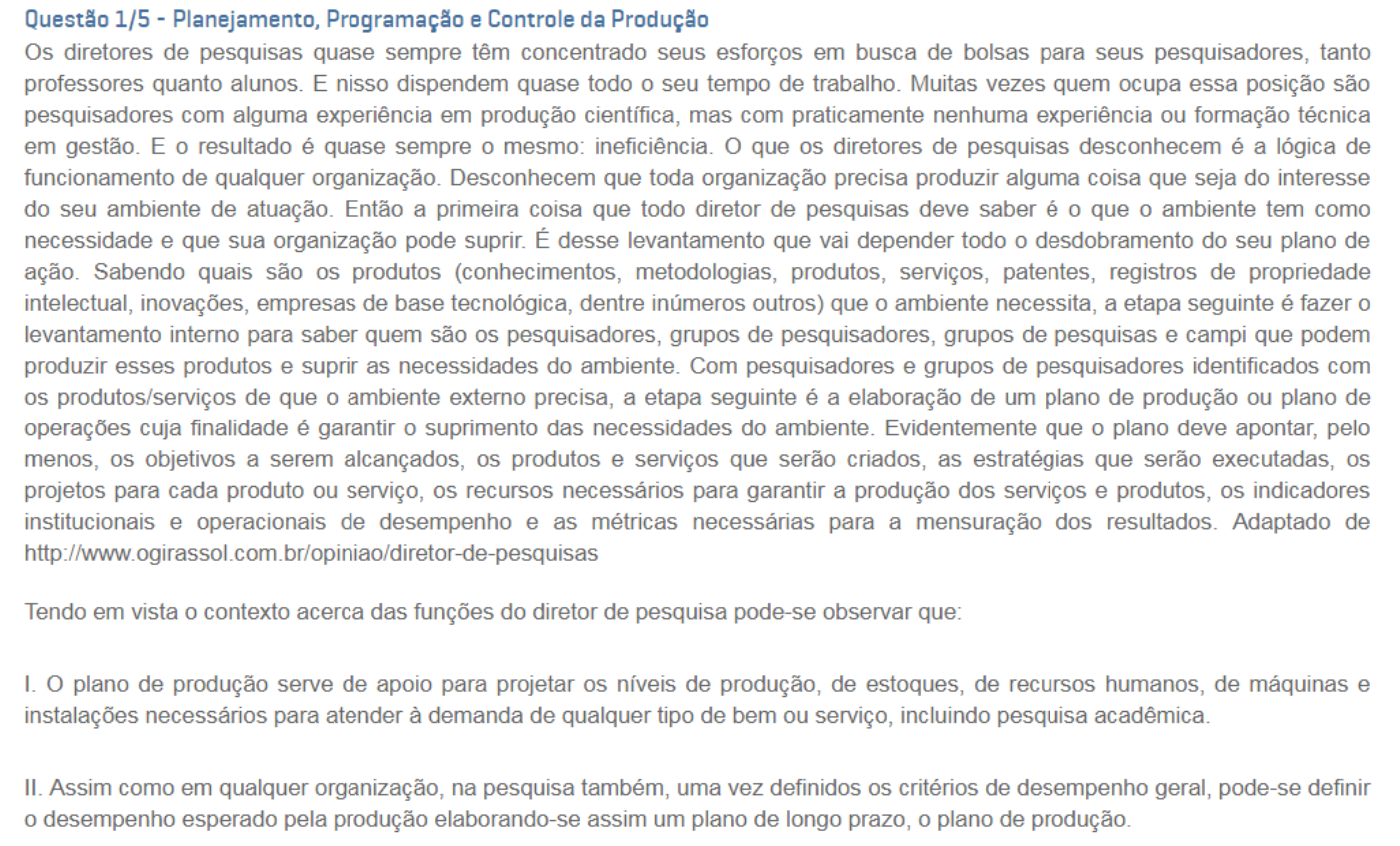 Apol Planejamento Estrategico E Controle Operacional Planejamento Operacional Da Produ O