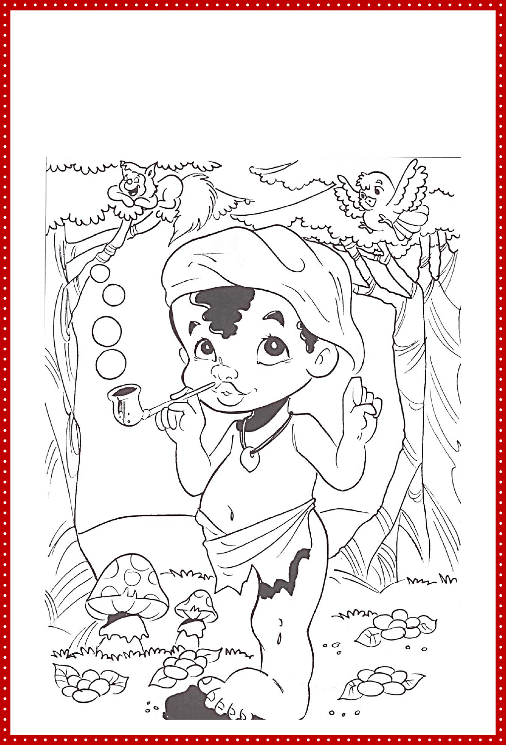 Coloring page - Mowgli com fogo