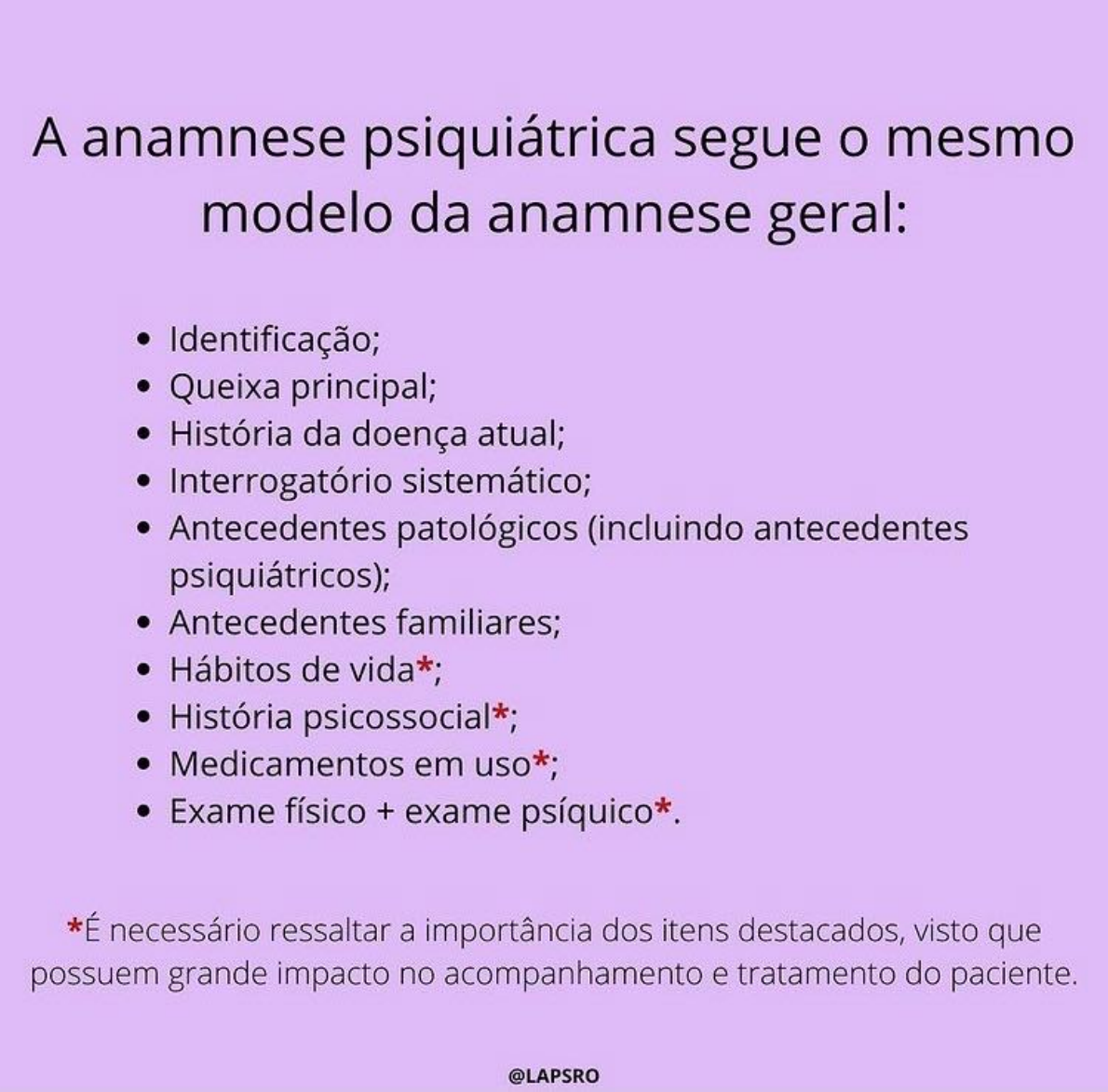 Mini Resumo - Anamnese Psiquiátrica - Psiquiatria I