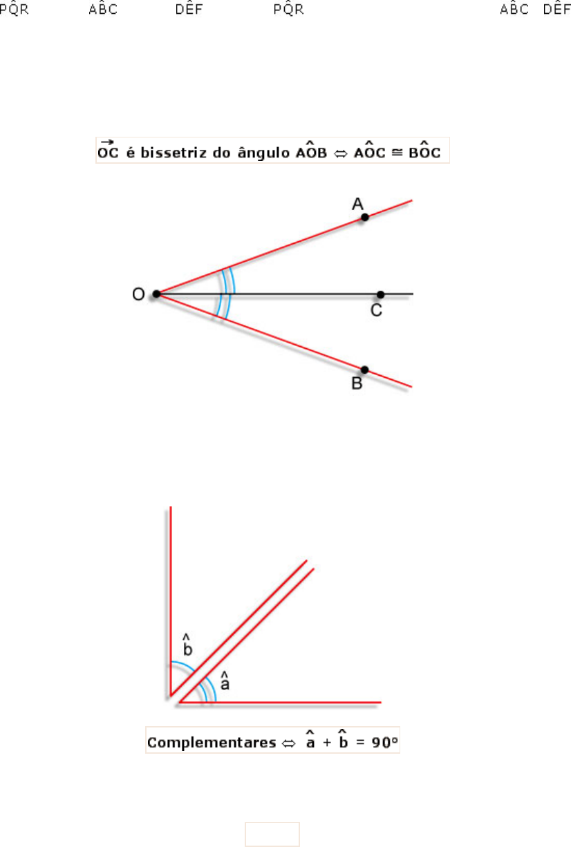 Ângulos complementares/opostos/retos