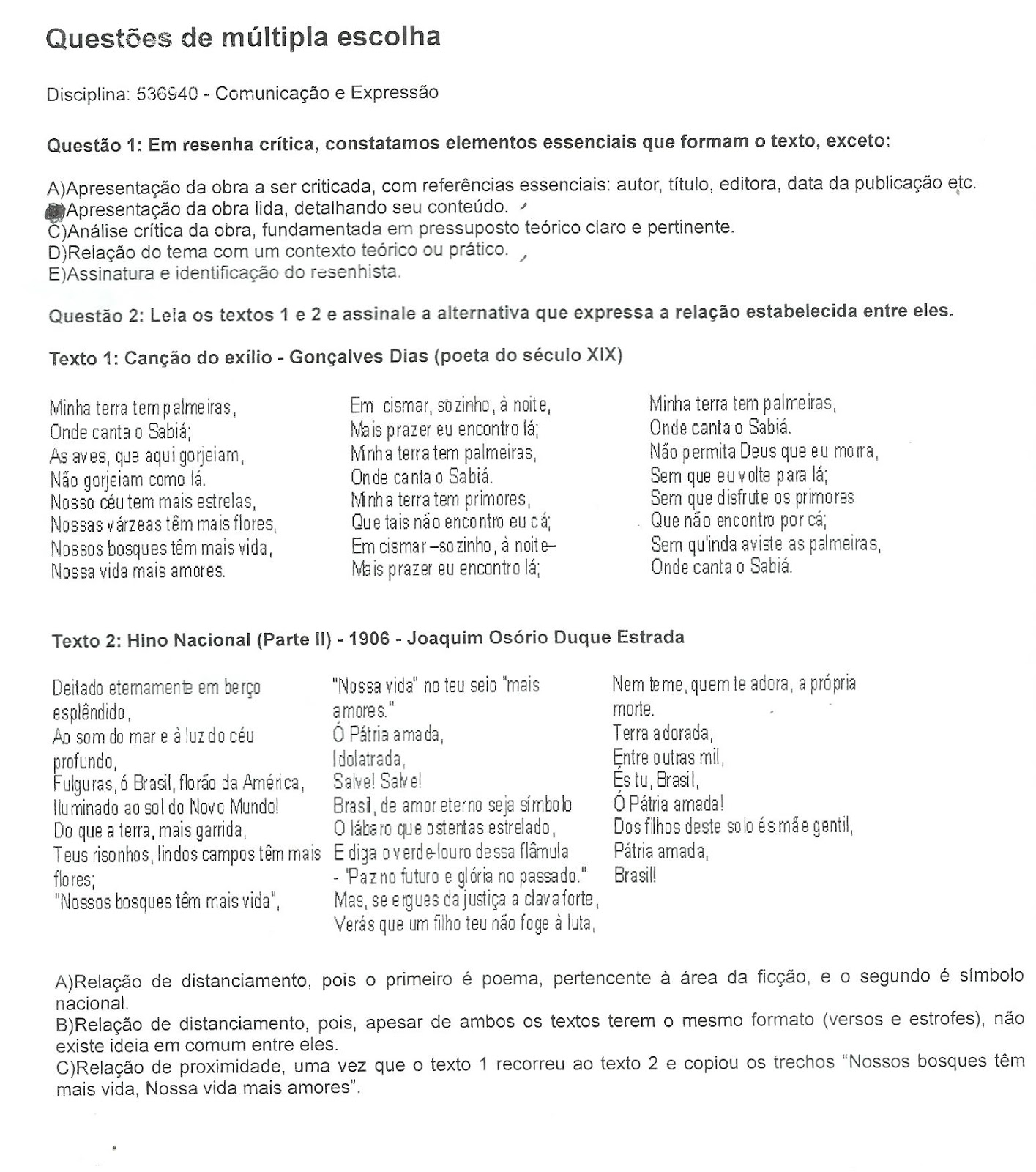 Comunicação E Expressão Unip Interativa Ead Prova Comunicação E Expressão 0398