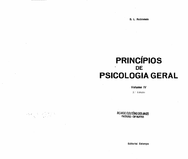 Princípios de psicologia geral (Volume VI) - S. L. Rubinstein