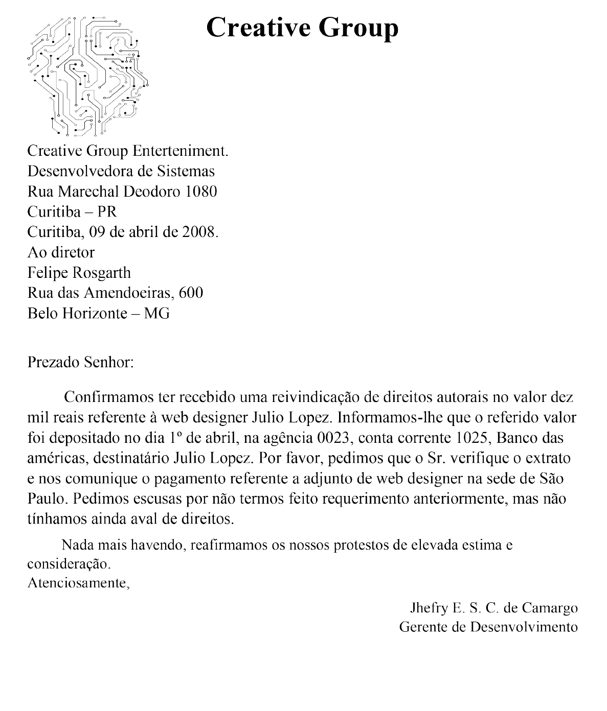 Carta Comercial Comunicação Empresarial I 5286