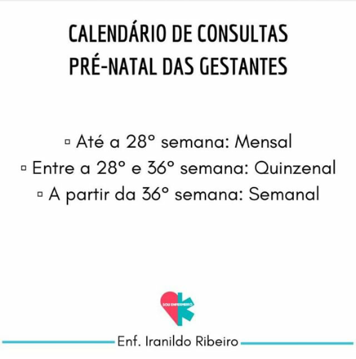 Calendário de consultas pré natal da gestante - Assistencial