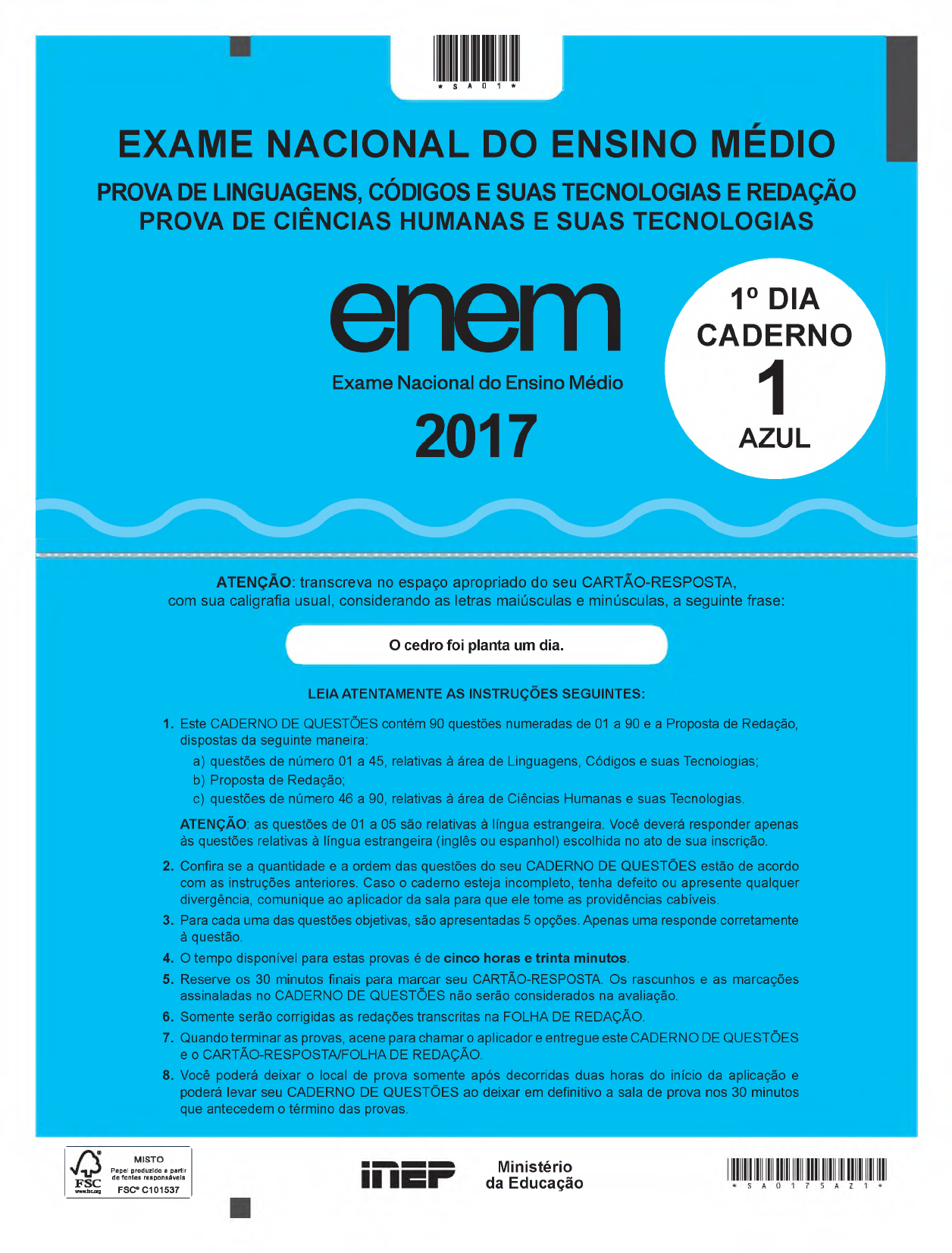 Questão INEP - 2015 - ENEM - Exame Nacional do Ensino Médio