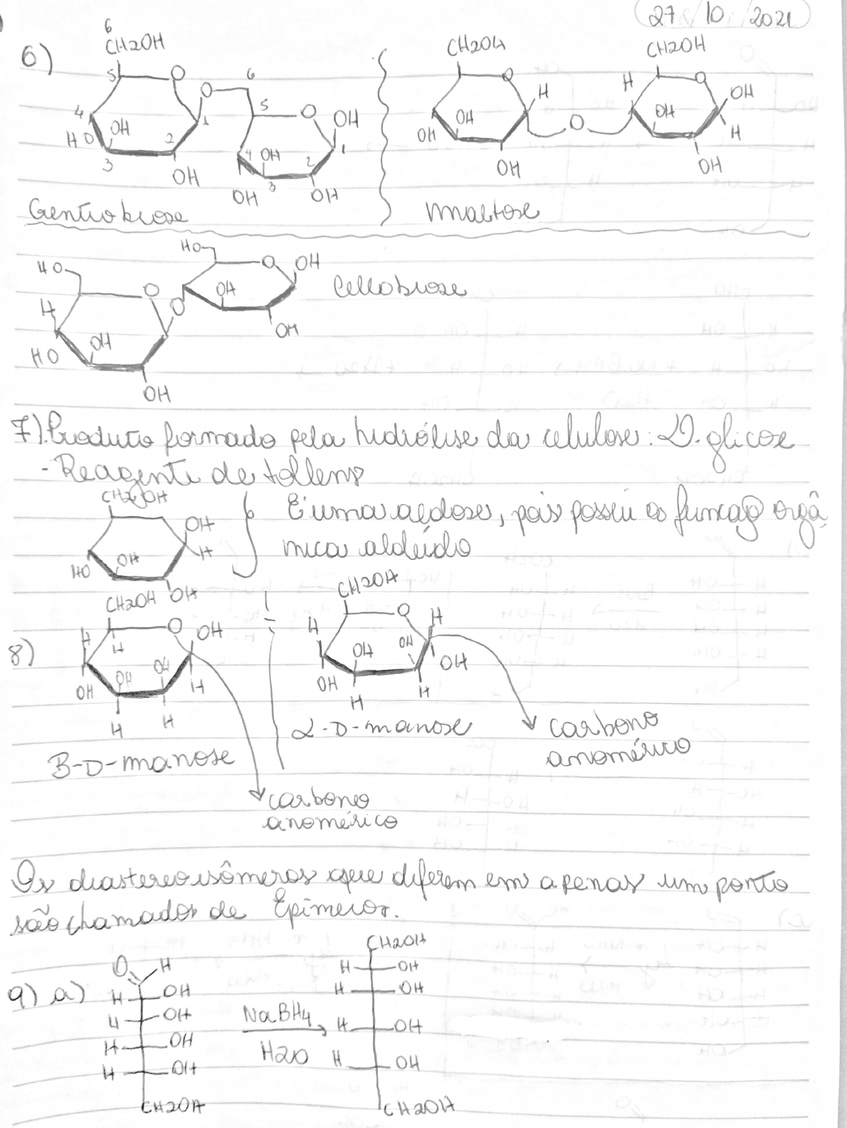 Exercícios Carboidratos - Química Geral I