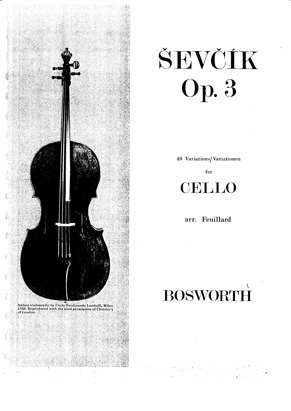 Sevcik Op 3 40 Variations Violoncelo Musica