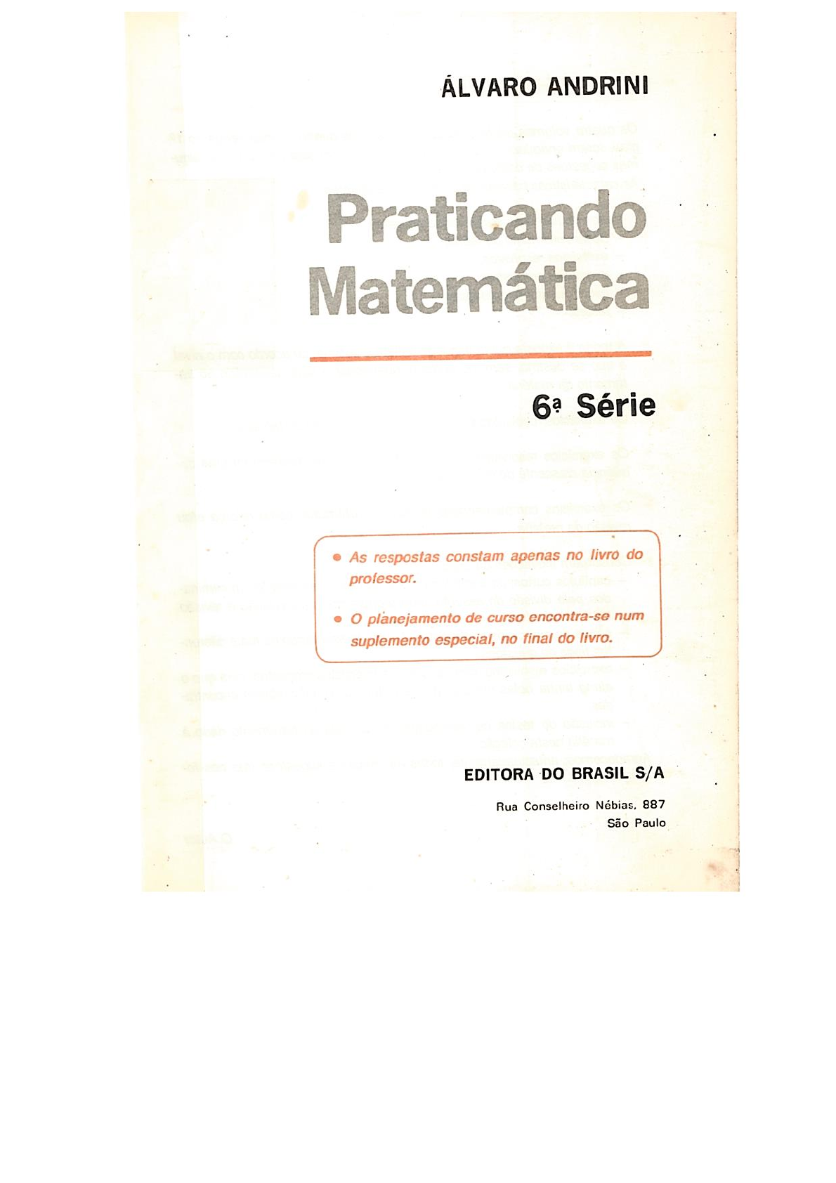 ANDRINI 6ª SÉRIE LIVRO DO PROFESSOR - Matemática