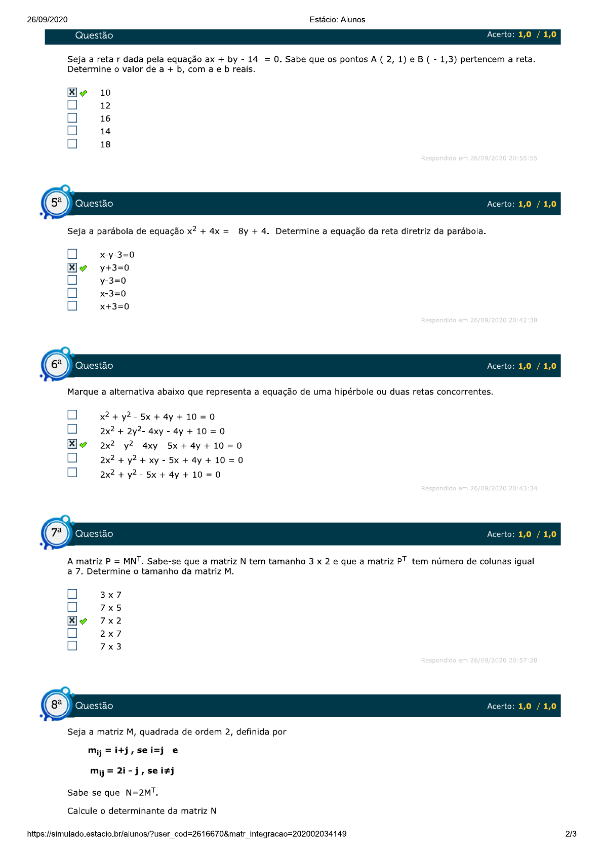 Simulado Pg2 - Geometria Analítica E Álgebra Linear