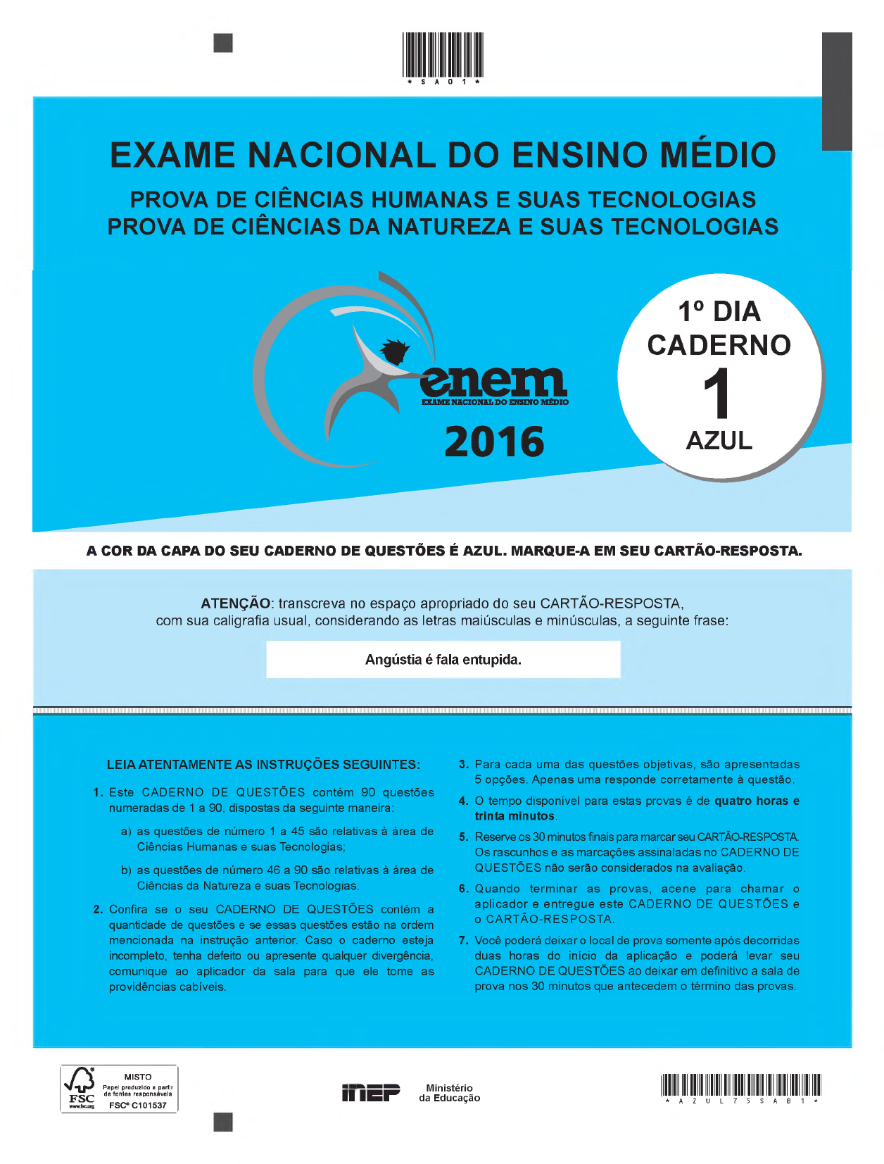 Questão INEP - 2015 - ENEM - Exame Nacional do Ensino Médio