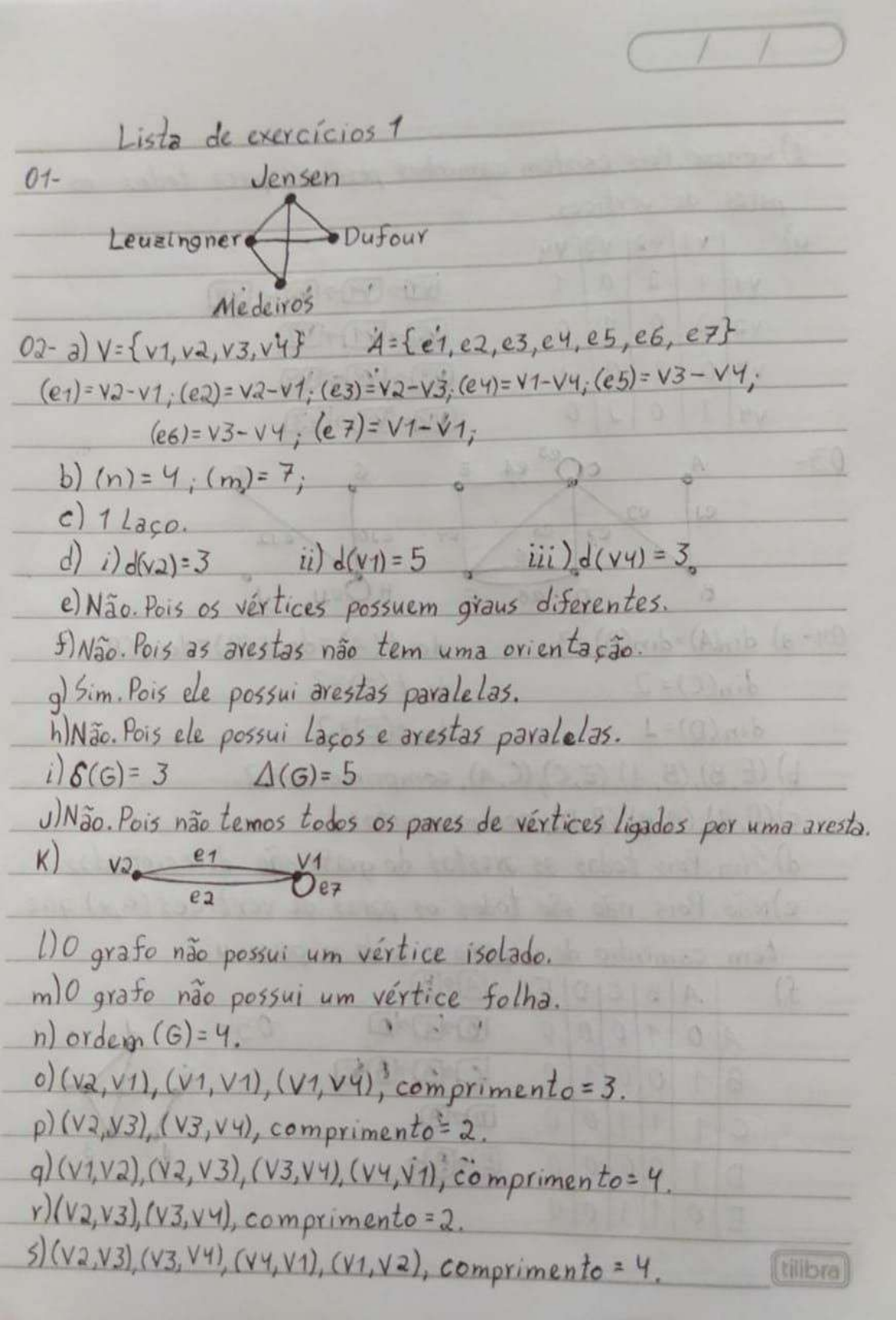 Lista De Exercicios 1 Teoria Dos Grafos - Teoria Dos Grafos