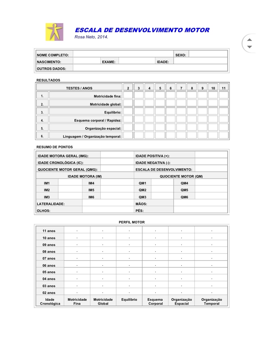 Escala De Desenvolvimento Motor Crescimento E Desenvolvimento