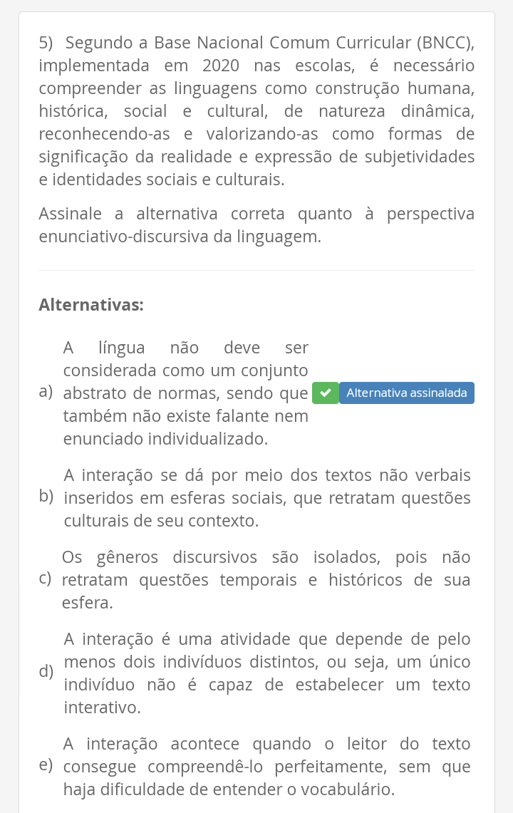 Av1 - Aprendizagem Da Língua Portuguesa - Pedagogia