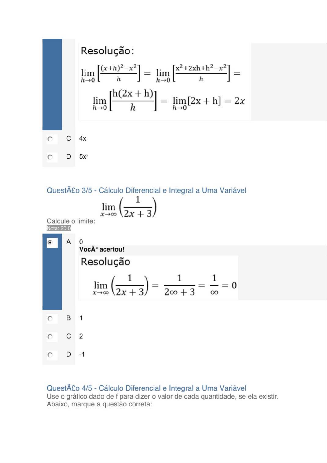 Apol 1 2019 Cálculo Diferencial E Integral A Uma Variável 8520