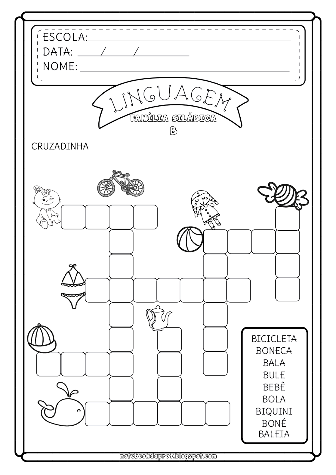 Atividades Família Silábica B - Educação Infantil