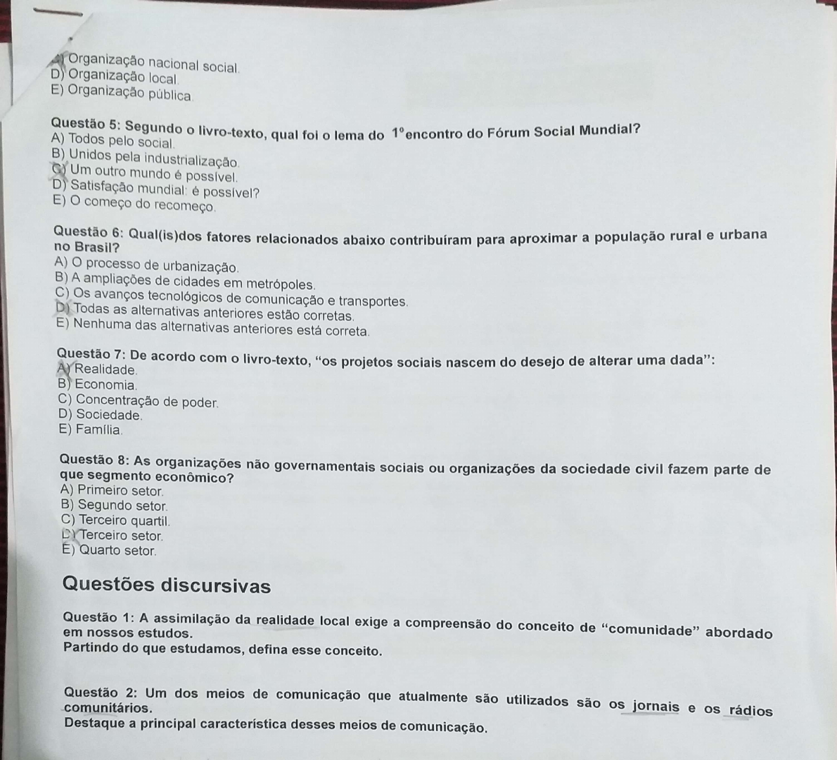 Provas E Gabaritos De Serviço Social - RETOEDU