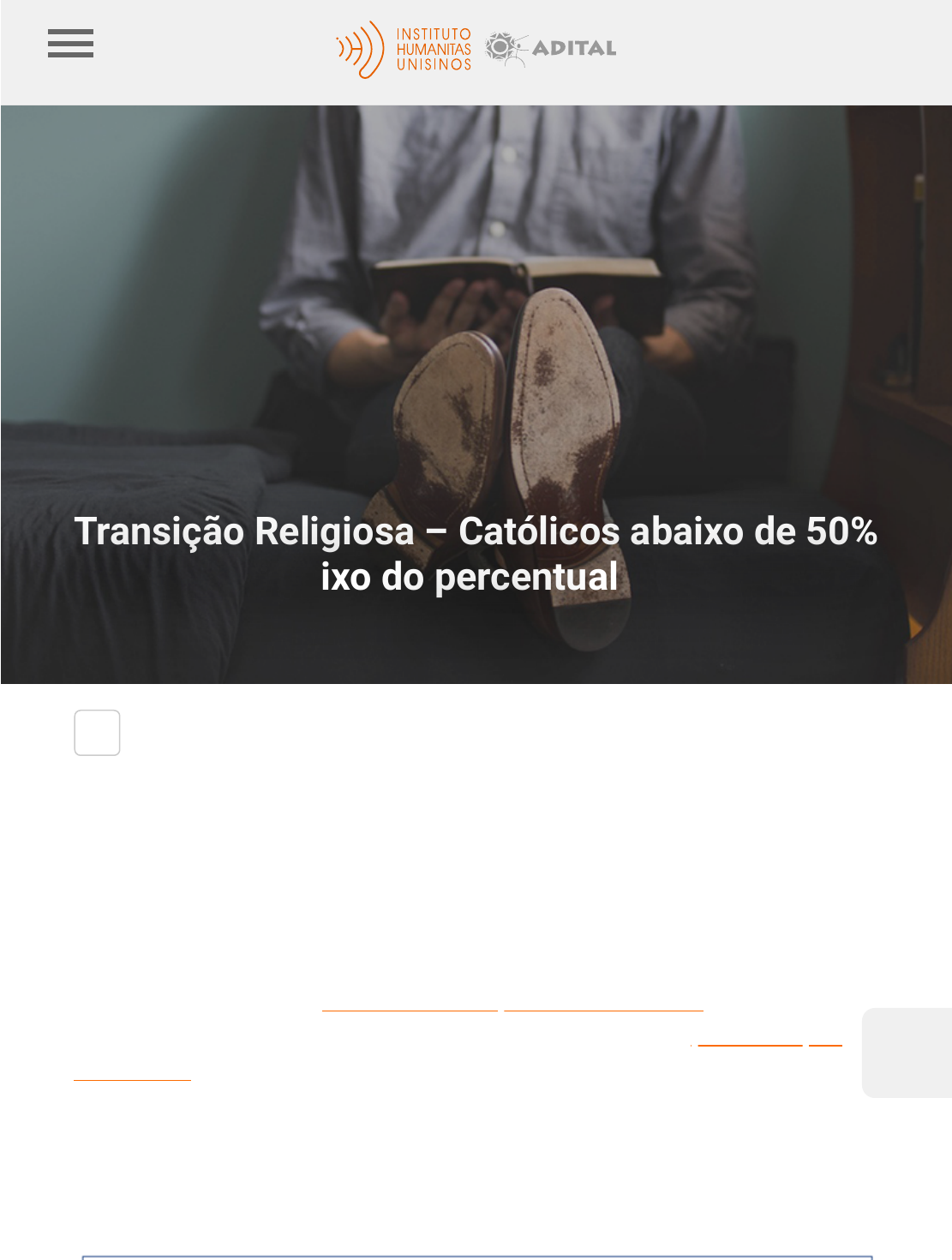 Transição Religiosa – Católicos abaixo de 50% até 2022 e abaixo do