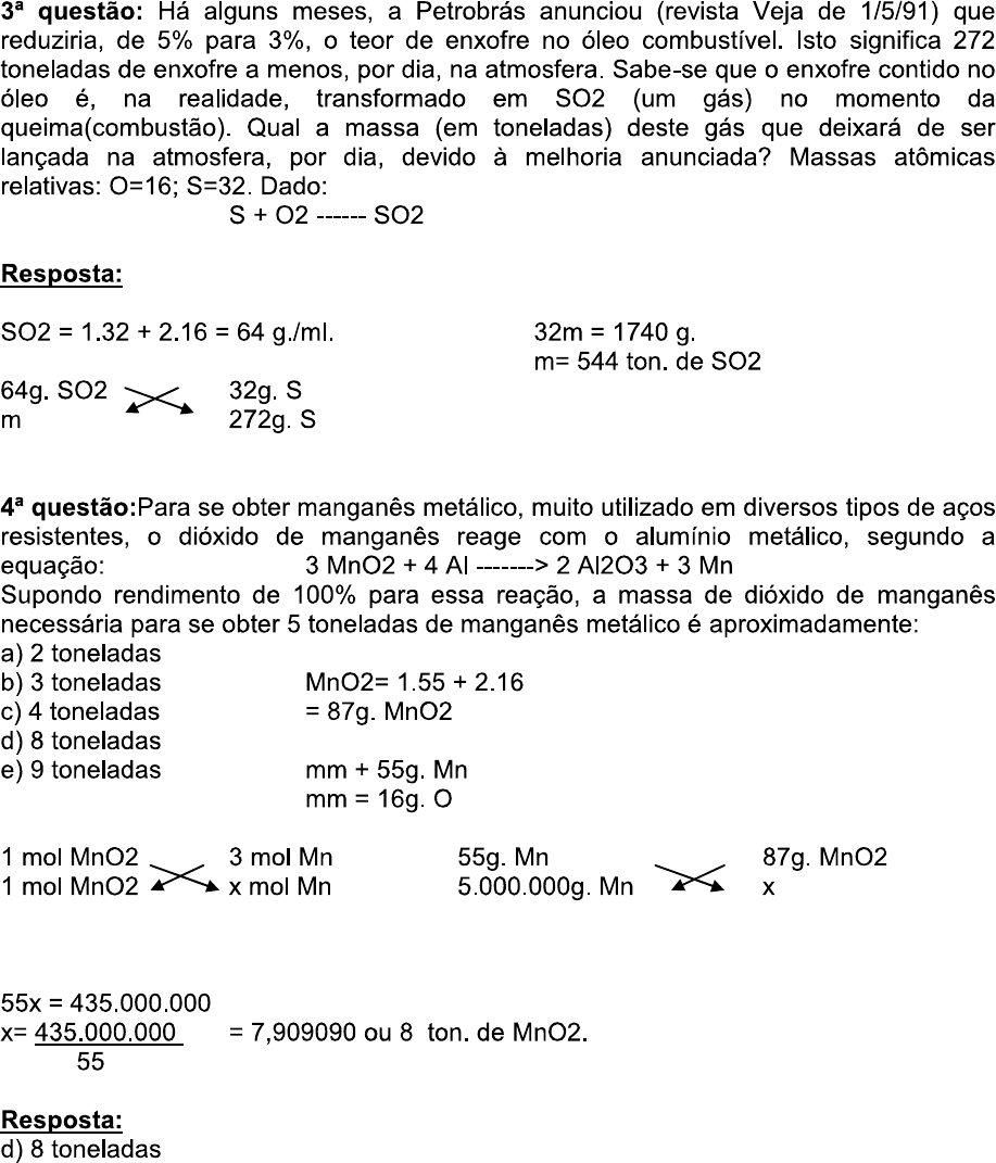 Lista De Exercicios Quimica Ano