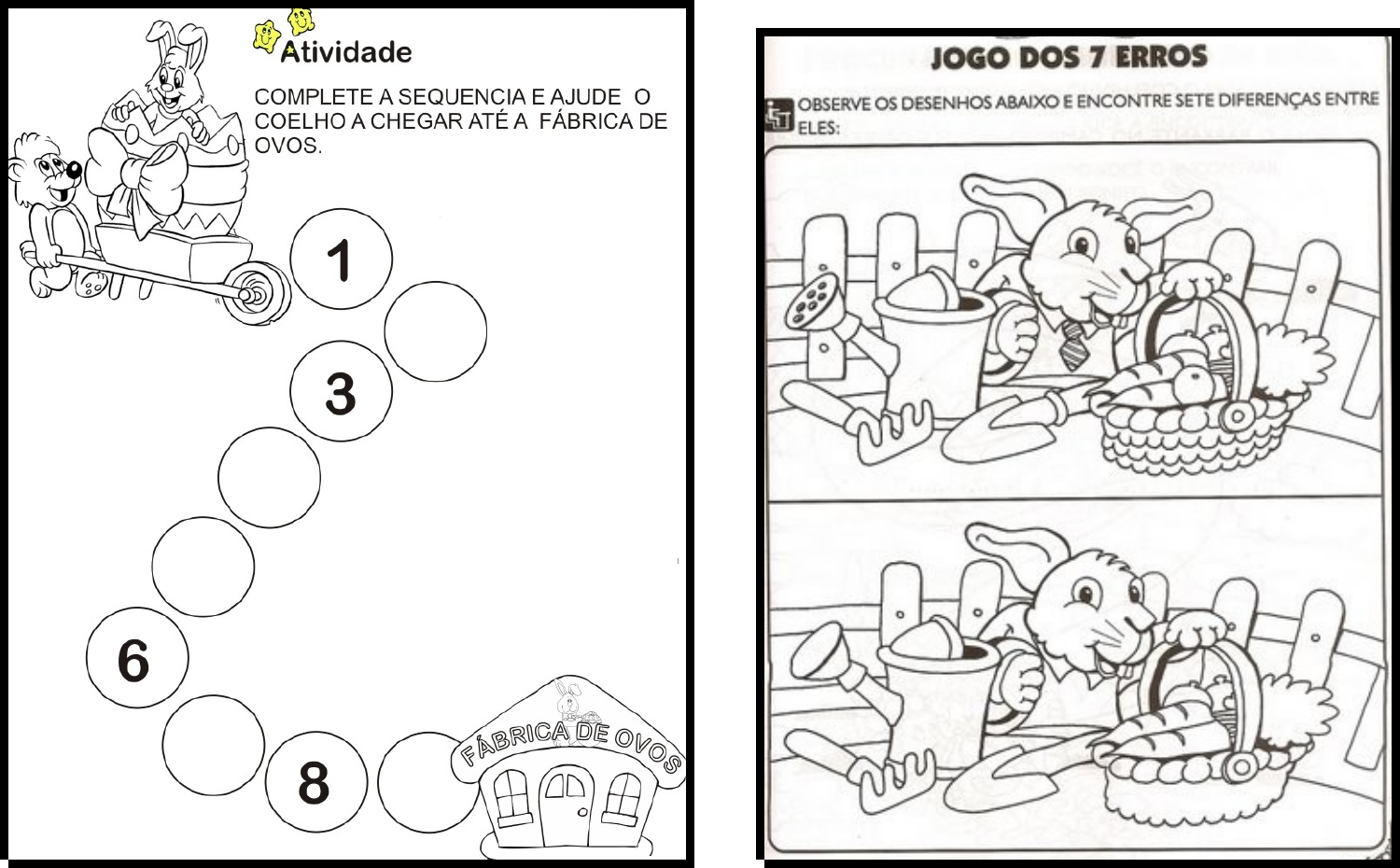 Desenhos Colorir Legal: ATIVIDADE DOS 4 ERROS COM COELHO DA PÁSCOA