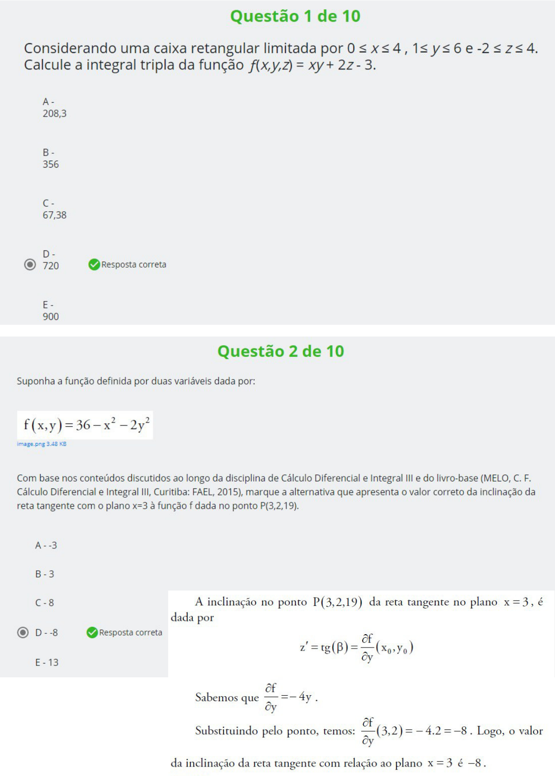 Exercícios 3 Cálculo Diferencial E Integral Iii Fael Cálculo Iii