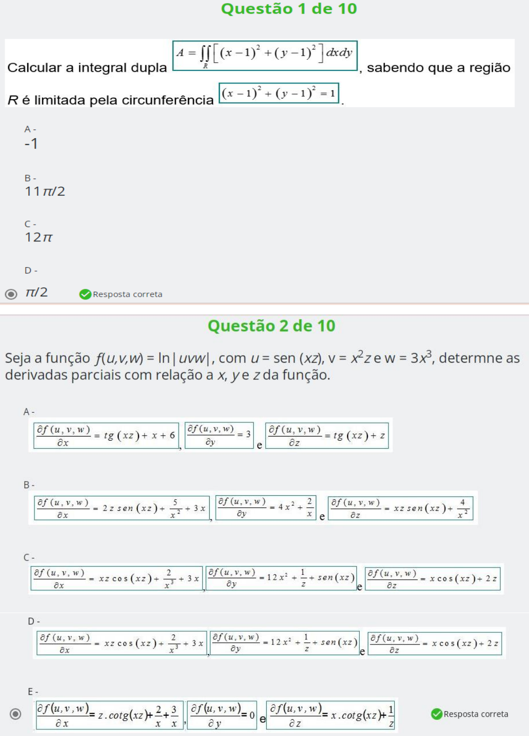 Prova De Cálculo Diferencial E Integral Iii Avaliação Objetiva