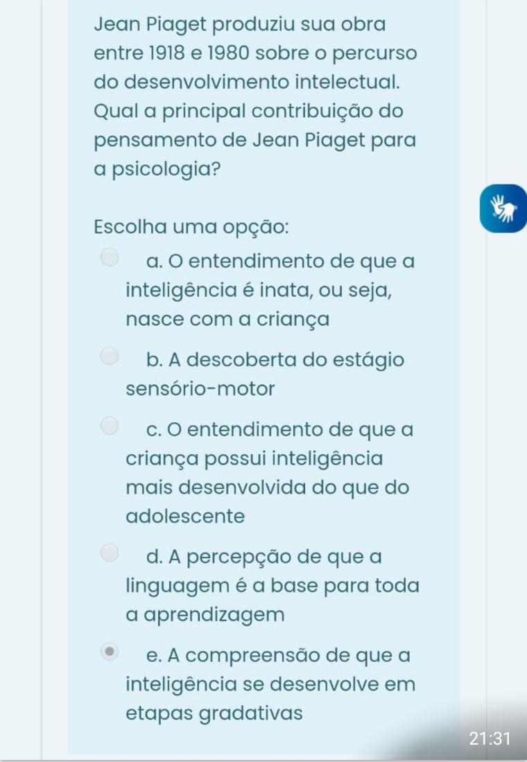 Questão De Prova - Psicologia Da Aprendizagem