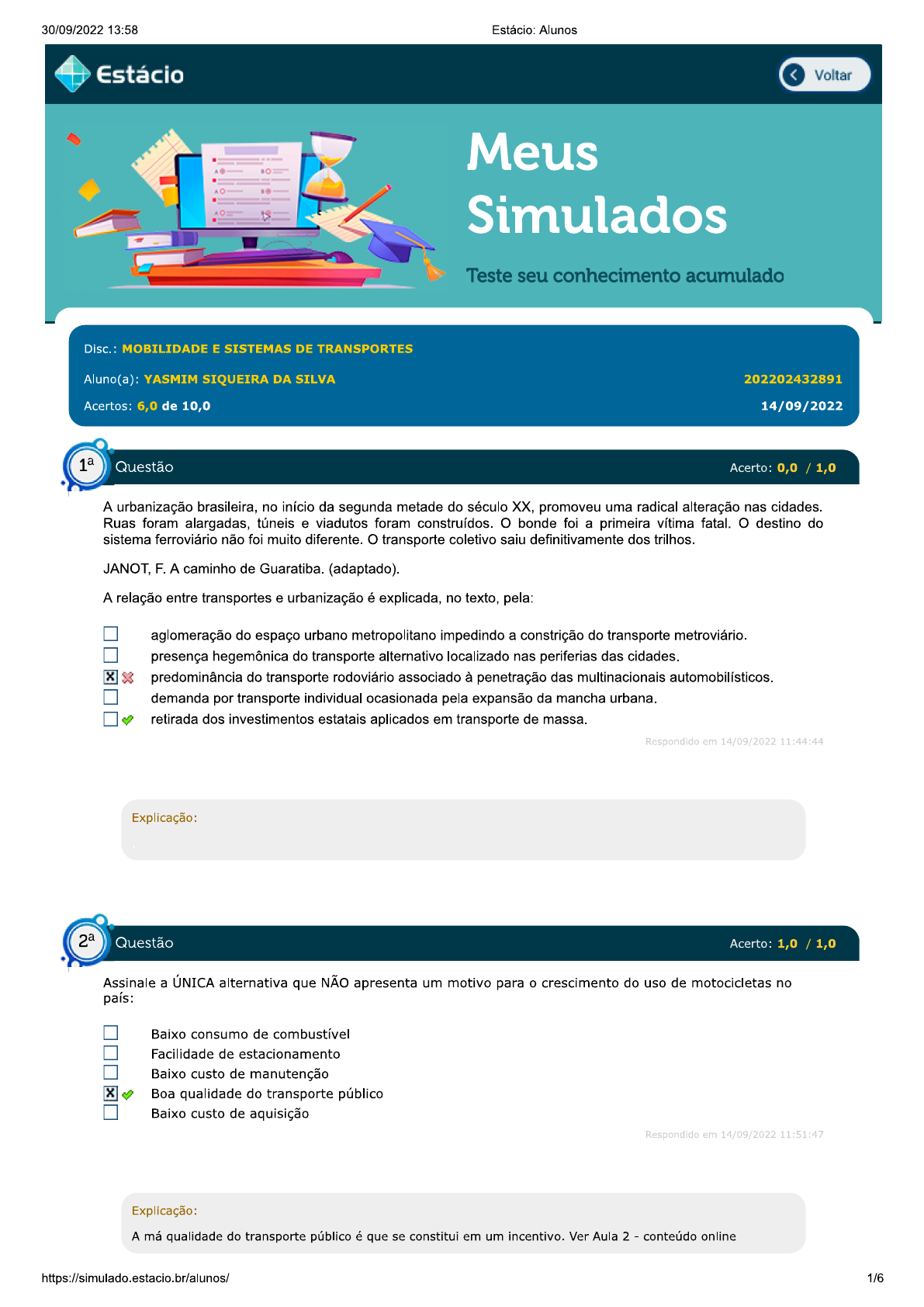 SIMULADO AV - MOBILIDADE E SISTEMAS DE TRANSPORTES - Mobilidade E ...