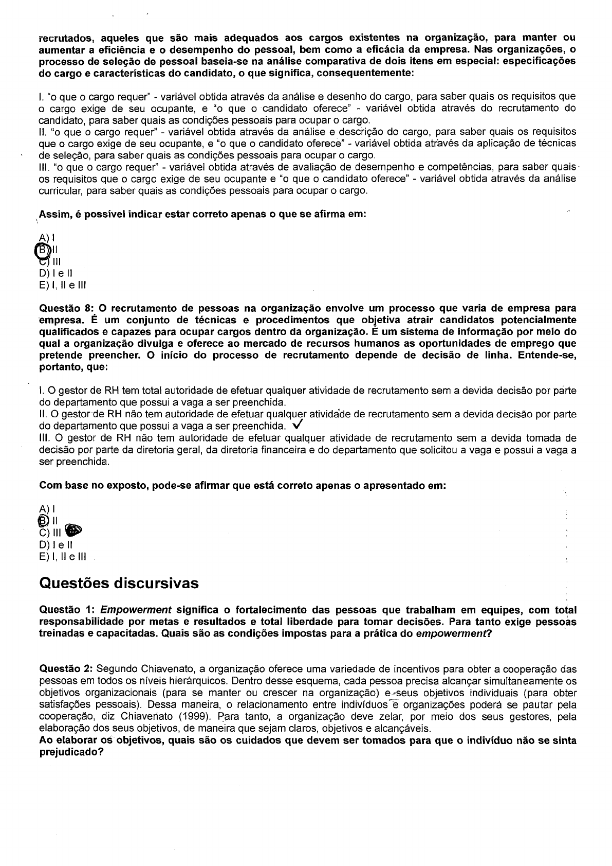 Atividade UNIP - Gestão de Pessoa, Provas Gestão Empresarial