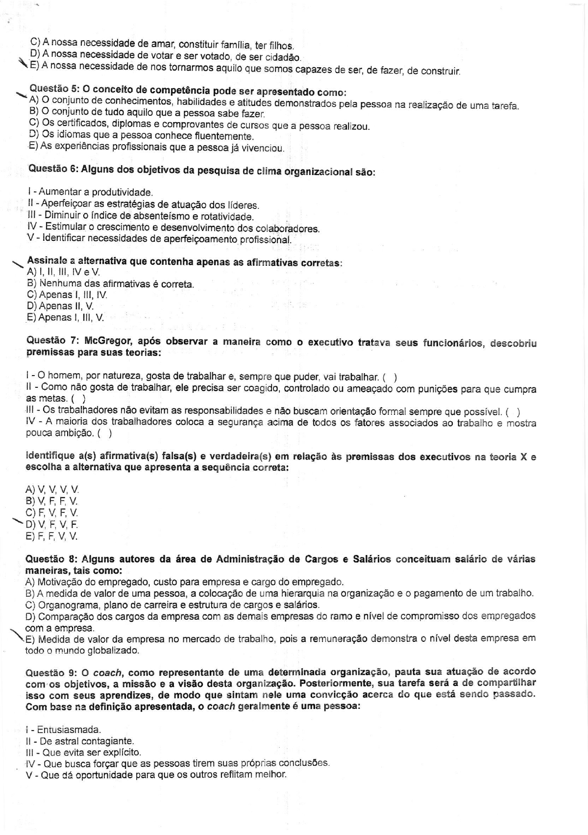 Atividade UNIP - Gestão de Pessoa, Provas Gestão Empresarial