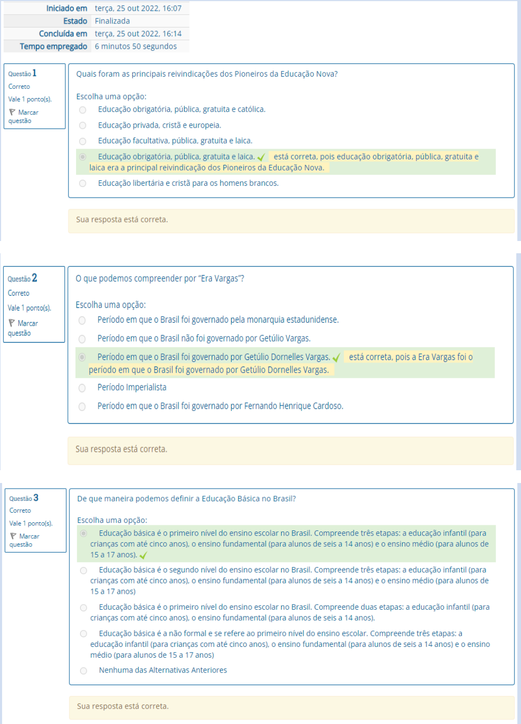 Quiz sobre a educação do 6 ano