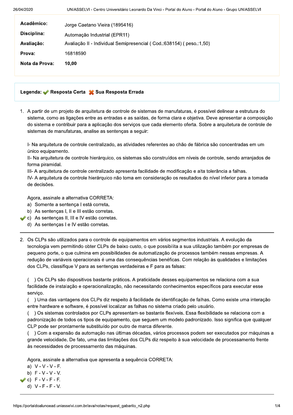 Prova B Automação Industrial - Automação Industrial